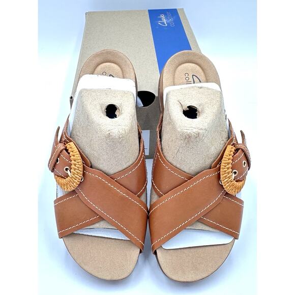 Clark’s Raleigh Bay Sandal Cinnamon Brown Women’s Sandal Wicker Buckle NEW - Picture 3 of 13